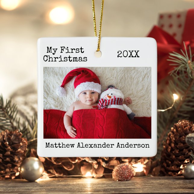 Adorno De Cerámica Typewriter Mensajes de texto para mi primer bebé d (Customize to change text size or style.)