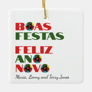 Adorno De Cerámica Typografía mínima Saludos de Navidad portugueses