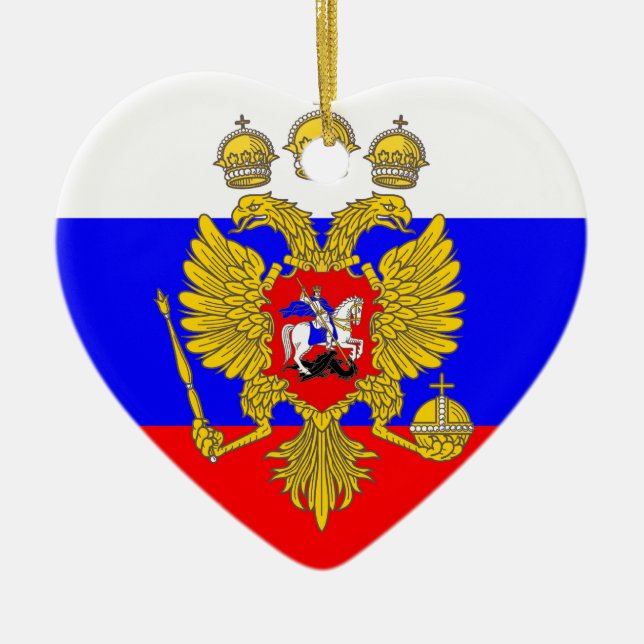 Adorno De Cerámica Tzar de Muscovia, bandera de Rusia (Frente)