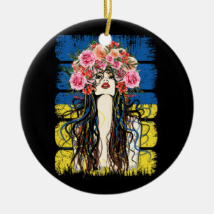 Adorno De Cerámica Ucrania Bandera de moda pueblo Girón ucraniano