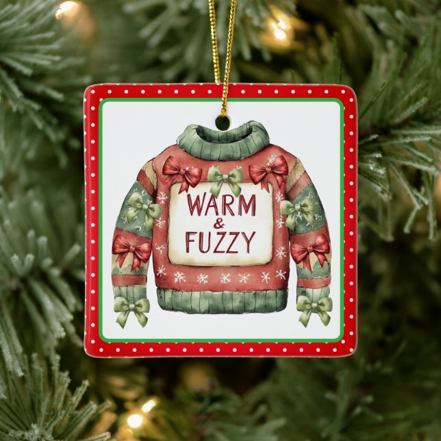 Adorno De Cerámica Ugly Sweater Award Ornament - Two Sided (Árbol)