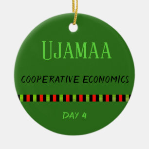 Adorno De Cerámica Ujamaa - Día de Kwanzaa 4 Verde