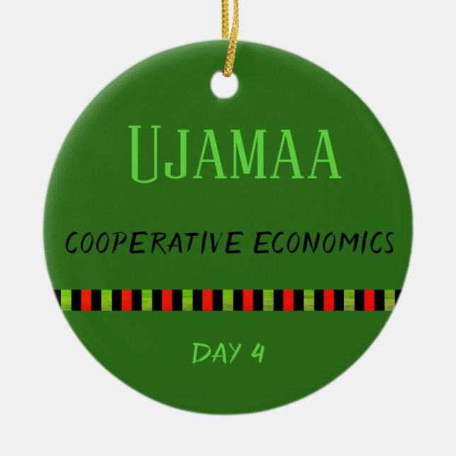 Adorno De Cerámica Ujamaa - Día de Kwanzaa 4 Verde (Frente)