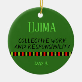 Adorno De Cerámica Ujima - Verde Día 3 de Kwanzaa