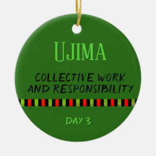 Adorno De Cerámica Ujima - Verde Día 3 de Kwanzaa