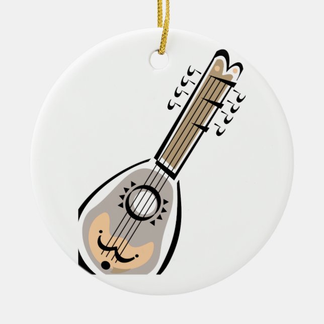 Adorno De Cerámica Ukelele, ocho ata, diseño gráfico de la imagen (Frente)