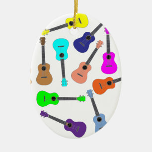 Adorno De Cerámica Ukulele del arco iris