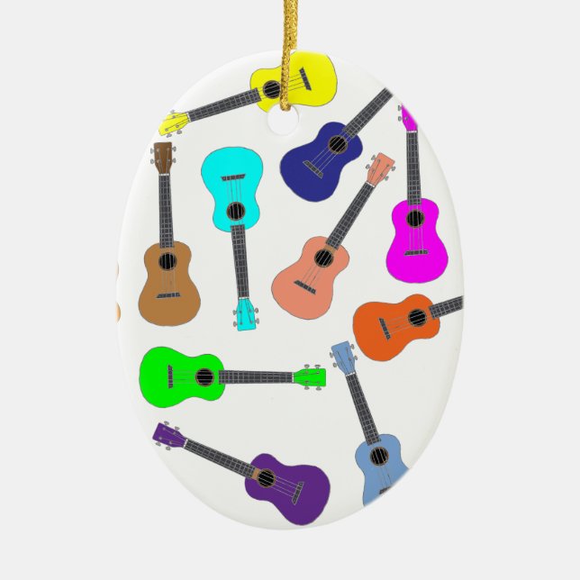 Adorno De Cerámica Ukulele del arco iris (Frente)