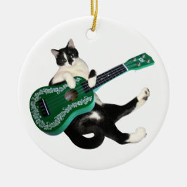 Adorno De Cerámica Ukulele del gato