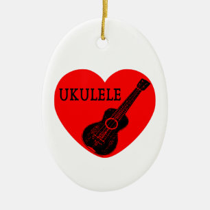 Adorno De Cerámica Ukulele Love