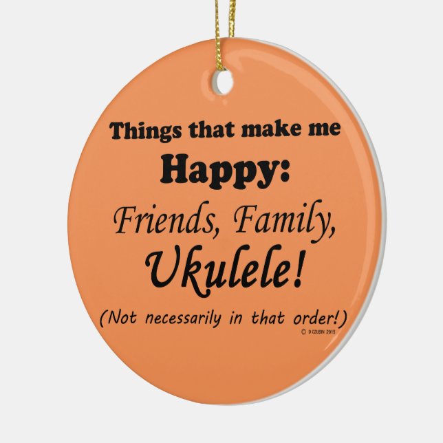 Adorno De Cerámica Ukulele me hace feliz (Izquierda)