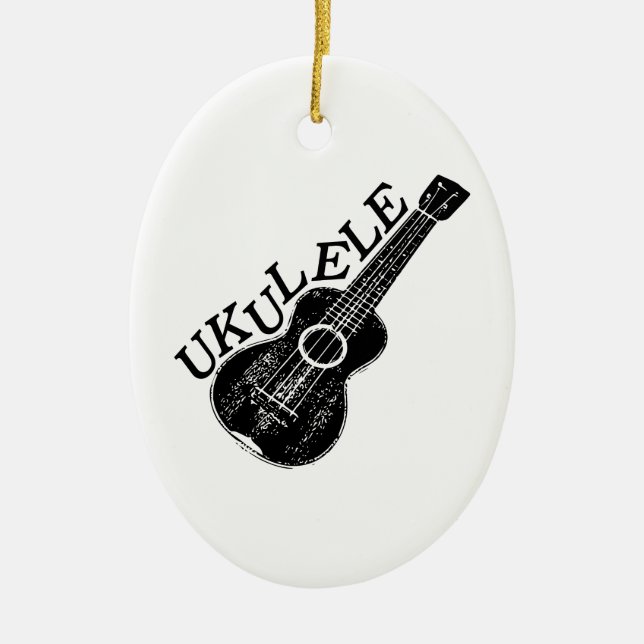 Adorno De Cerámica Ukulele Mensajes De Texto E Imagen (Frente)