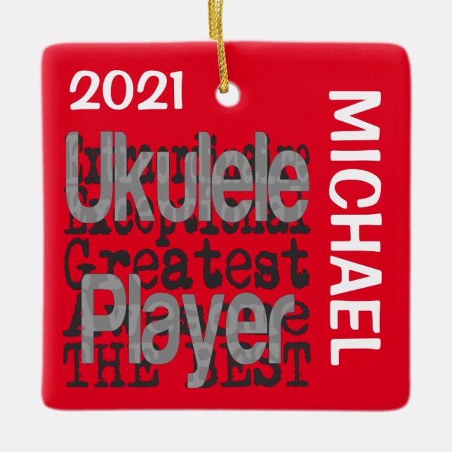 Adorno De Cerámica Ukulele Player Extraordinaire PERSONALIZADO (Anverso)
