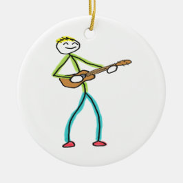 Adorno De Cerámica Ukulele Playing Stickman