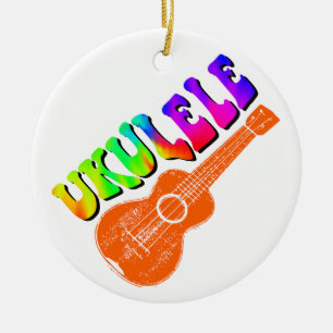 Adorno De Cerámica Ukulele Tie Dye Groovy Arte de texto