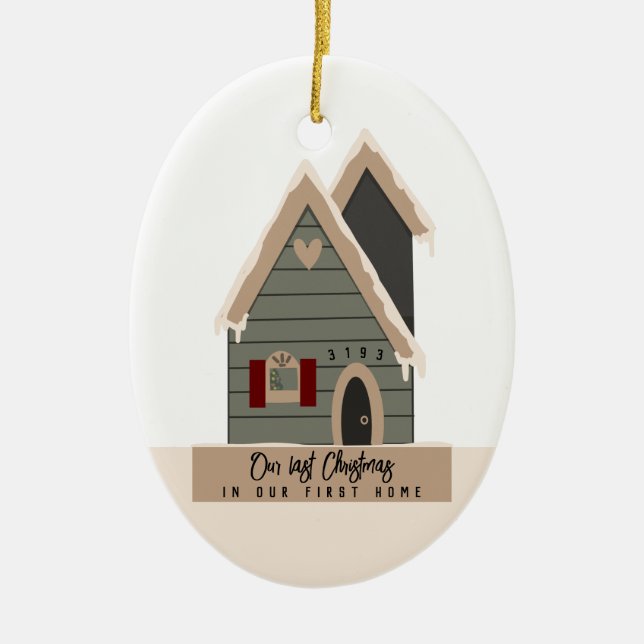 Adorno De Cerámica Últimos Navidades Primer Personalizado del hogar (Frente)
