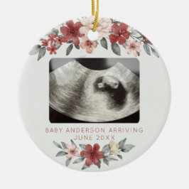 Adorno De Cerámica Ultrasonido Invitación de embarazo Keepsake Floral