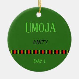 Adorno De Cerámica Umoja - Verde Día 1 de Kwanzaa