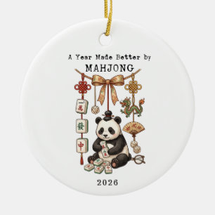 Adorno De Cerámica Un año hecho mejor por Mahjong Christmas Panda 