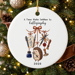 Adorno De Cerámica Un año mejorado por la caligrafía de Navidad 