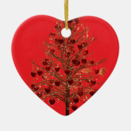 Adorno De Cerámica Un árbol de San Valentín delgado en un