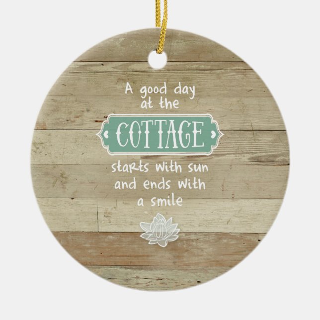 Adorno De Cerámica Un buen día en la cabaña (Frente)