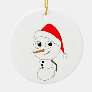Adorno De Cerámica un chibi snowman   