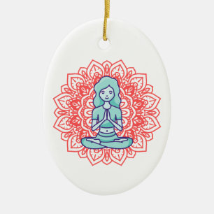 Adorno De Cerámica Un chica de yoga de meditación