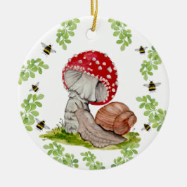 Adorno De Cerámica Un colorido volante forestal y un caracol