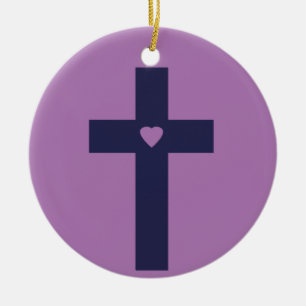 Adorno De Cerámica Un Crucifijo con Corazón Arte de Amor Sagrado