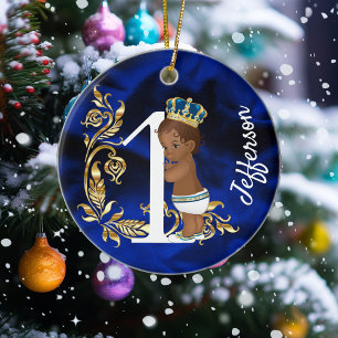 Adorno De Cerámica Un cumpleaños personalizado afroamericano número u