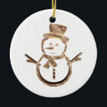 Adorno De Cerámica Un divertido muñeco de nieve elegante dorado y bla<br><div class="desc">Navidades graciosos de Snowman elegantes Faux Gold sobre fondo blanco,  añadir nombre y texto,  adorno navideño</div>