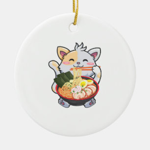 Adorno De Cerámica Un extraño gato de Ramen Anime Kawaii Noodles Jap