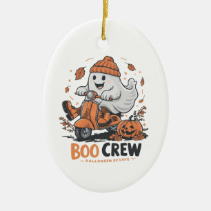 Adorno De Cerámica Un fantasma juguetón montando una moto