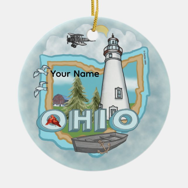 Adorno De Cerámica Un faro de Ohio (Frente)