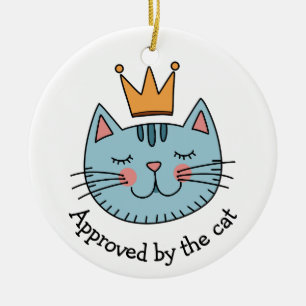 Adorno De Cerámica Un Gato Azul Brillante Con Un Personalizado De La