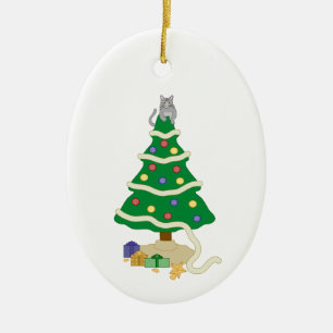 Adorno De Cerámica Un gato gatito gatito en el árbol de Navidad travi