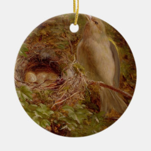 Adorno De Cerámica Un Greenfinch en su jerarquía, 1877 (aceite en el