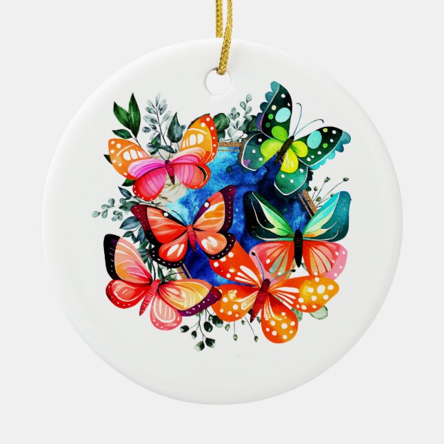 Adorno De Cerámica Un Kaleidoscopio De Mariposas (Frente)