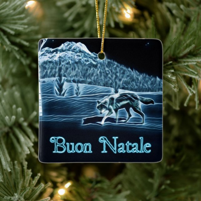 Adorno De Cerámica Un lobo en la nieve - Buon Natale (Árbol)