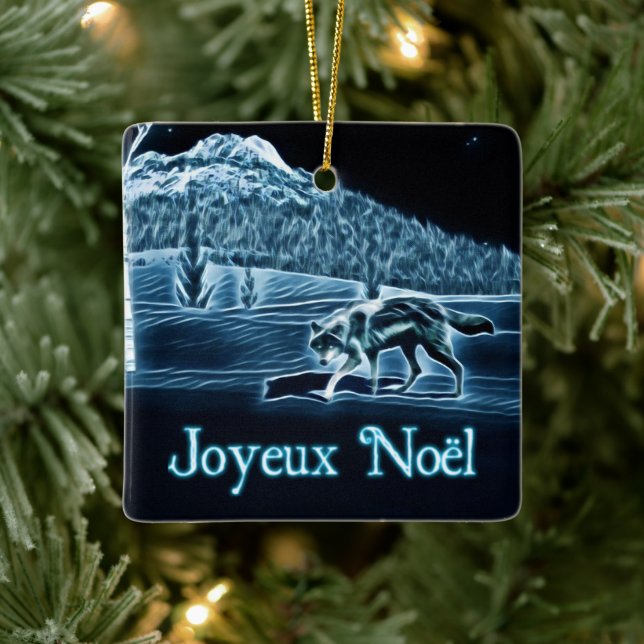 Adorno De Cerámica Un lobo en la nieve - Joyeux Noё (Árbol)