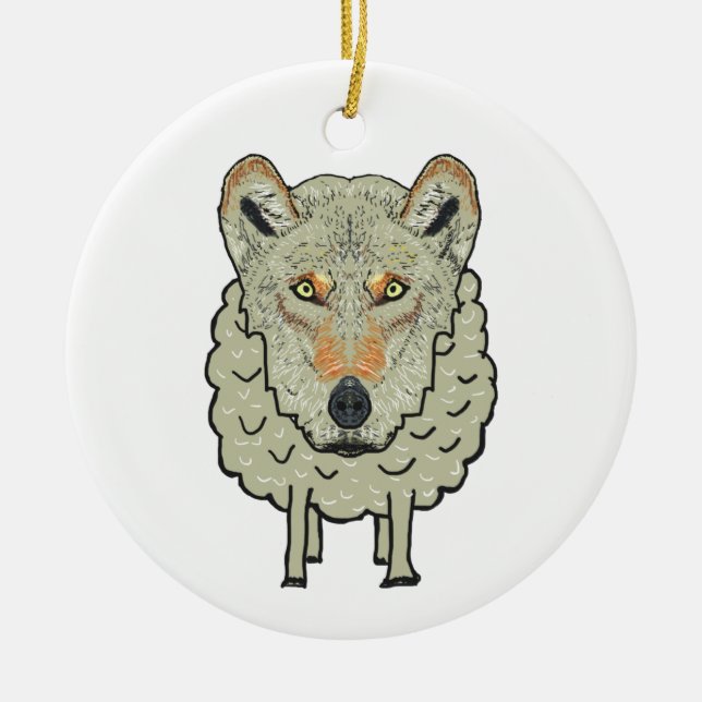 Adorno De Cerámica Un lobo vestido de oveja (Frente)