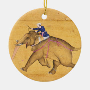 Adorno De Cerámica Un Mahout que monta un elefante, del Clive grande