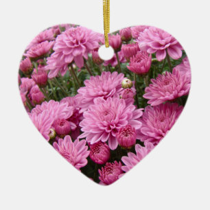 Adorno De Cerámica Un mar de crisantemos rosados #2