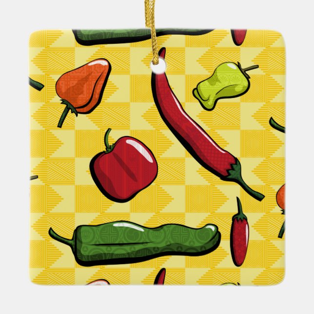 Adorno De Cerámica Un mundo de pimientos infantiles (Anverso)