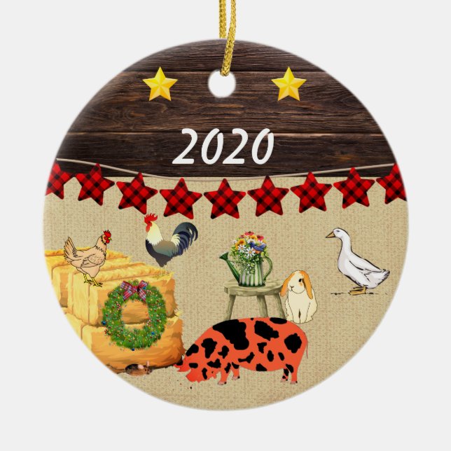 Adorno De Cerámica Un país Navidades KuneKune Pig (Frente)