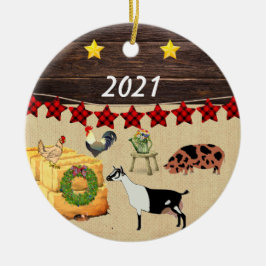 Adorno De Cerámica Un país Navidades KuneKune y Goat