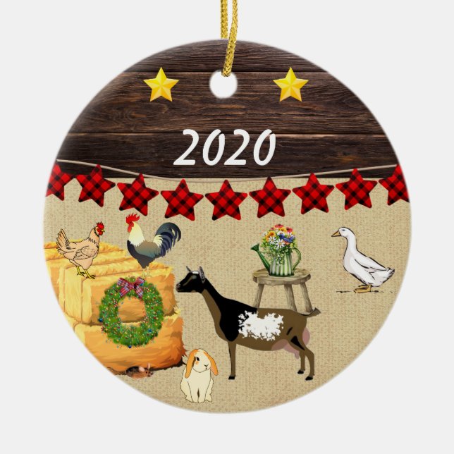 Adorno De Cerámica Un país Navidades una cabra enana nigeriana (Frente)