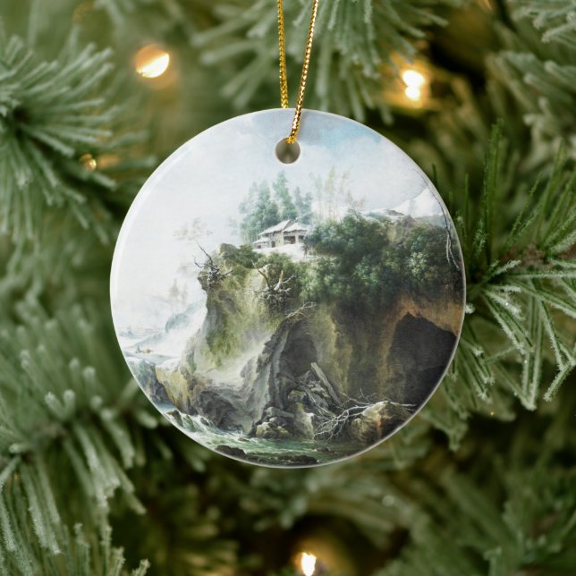 Adorno De Cerámica Un paisaje fluvial en invierno, Francesco Foschi (Árbol)