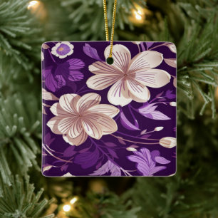 Adorno De Cerámica Un patrón floral con fondo morado